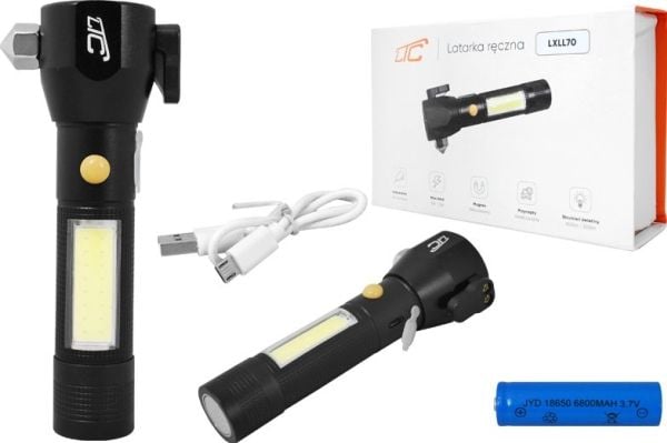 LTC LTC chibintuvelis COB 6W / 3W LED rankinis evakuacinis chibintuvelis 6800mAh mini USB ikrovimas NAUJIENA.
