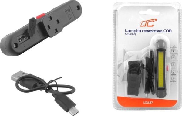 Sykkellykt LED COB hvit/rød 5 lysmoduser (LXLL87)