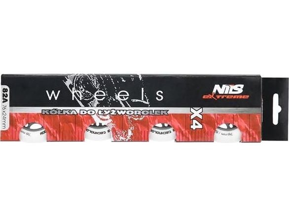 Nils Extreme PU 76x24 82A, hvite matte hjul (4 stk.)
