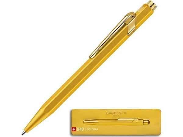 Caran d`Arche kulepenn CARAN D'ACHE 849 Goldbar, M, i papp/eske, gul