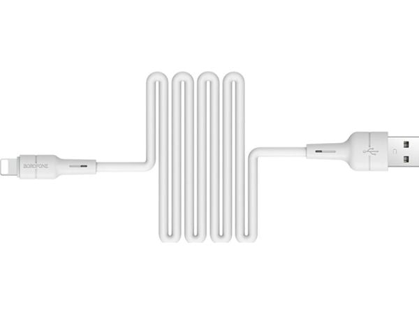 USB-A Lightning-kaapeli Borofone 1 m valkoinen (73078)