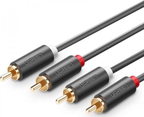Kabel 2xRCA-plugg - 2xRCA-plugg 3 m svart AV104 UGREEN