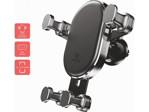 Crong Gravity Auto-Lock bilholder til telefon 4,7”–6,5” (svart)
