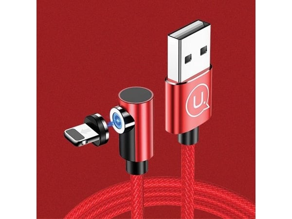 USAMS U54 magnetisk vinkelkabel 1 m, lynrød SJ444USB02 (US-SJ444)