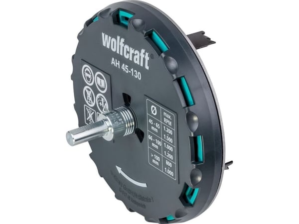 wolfcraft GmbH 5978000, Hålsågadapter, Svart, Grå, 13 cm