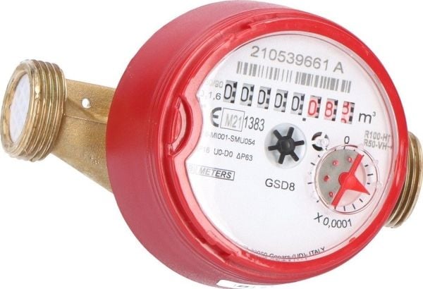 BMETERS antimagnetisk vannmåler GSD8-I varmt vann 1/2" AC Q3-1,6 m3/h Tmax:90°C L=110mm MID R100/R50 AM