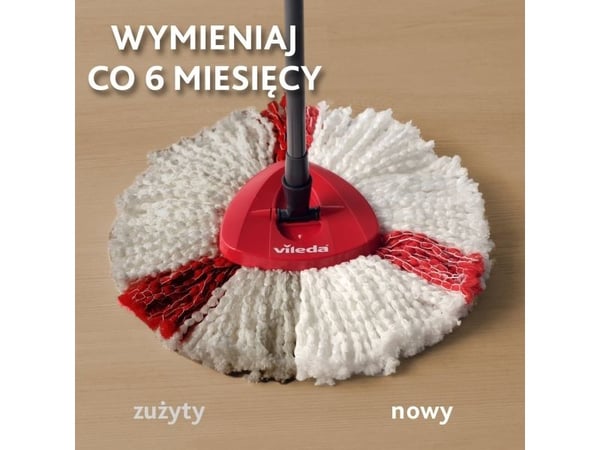 Vileda 4023103198227, Mopphuvud, Röd, Vit, Mikrofiber, Polyamid, Polyester, 2 styck
