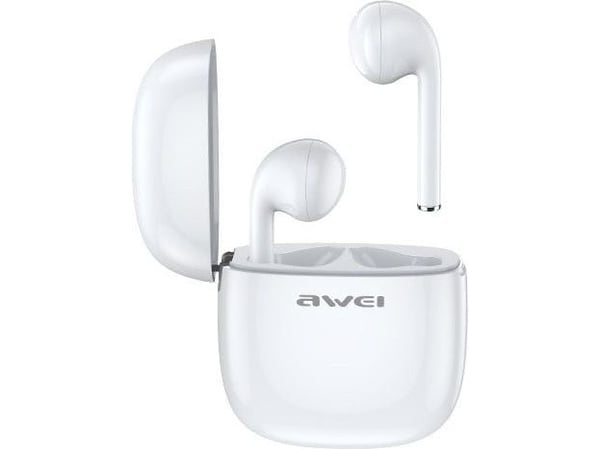 AWEI Bluetooth 5.0 T28 TWS-hörlurar + laddningsdocka vit
