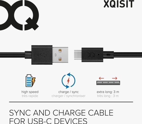 Xqisit 31298, 3 m, USB A, USB C, USB 2.0, Lajittelu