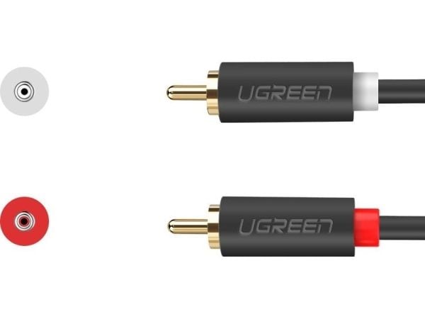 Ugreen 10520, 2 x RCA, Hankjønn, 2 x RCA, Hankjønn, 5 m, Sort