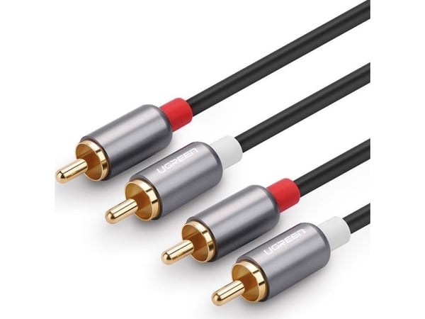 Ugreen 10518, 2 x RCA, Hanstik, 2 x RCA, Hanstik, 2 m, Sort, Guld, Rød, Hvid