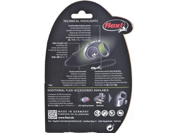flexi Black Design S snor 5 m, 12 kg, pink