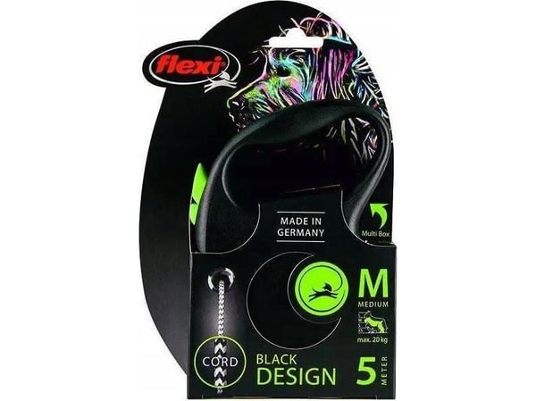 flexi Black Design M snor 5 m, 20 kg, grøn