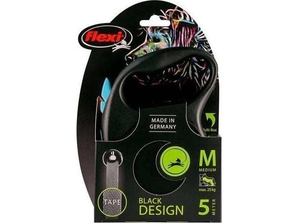 Flexi Automatisk snor Black Design M 5 m, Blå