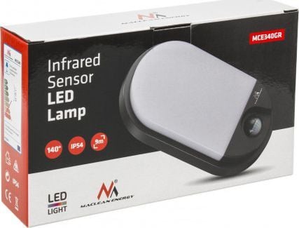 Maclean seinävalaisin Maclean LED-valaisin MCE340 GR 15W infrapuna-liiketunnistin