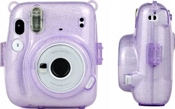 LoveInstant fodral till Fujifilm Instax Mini 11 - lila glitter, genomskinligt fodral