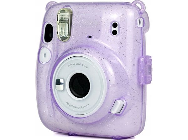 LoveInstant fodral till Fujifilm Instax Mini 11 - lila glitter, genomskinligt fodral