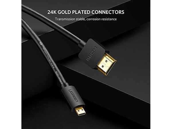 UGREEN HD127 micro HDMI - HDMI 4K 3D 3m kaapeli (musta)