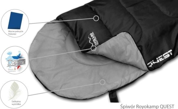 Royokamp Quest mummy quilt turist sovepose, svart