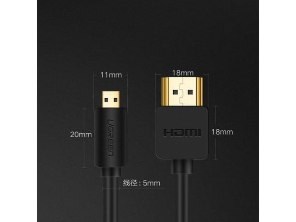 Ugreen HDMI Micro - HDMI-kabel 1,5 m svart (54697)