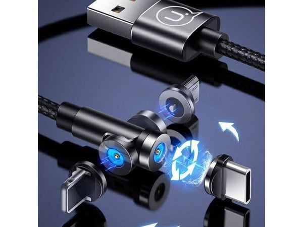 USAMS magnetisk kabel U59 lightning 2,1A hurtiglading 1 m flettet svart SJ472USB01 (US-SJ472)