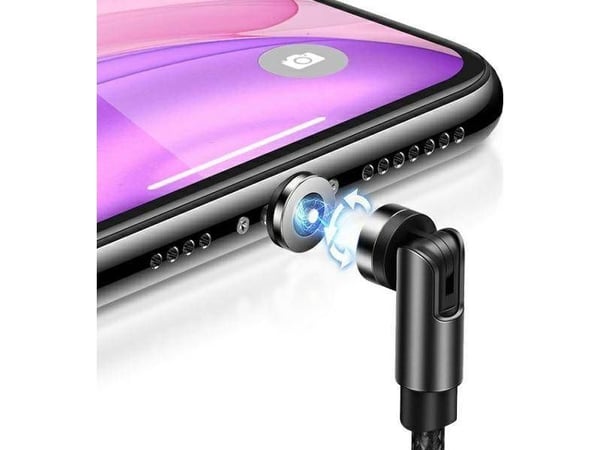 USAMS magnetisk kabel U59 lightning 2,1A hurtiglading 1 m flettet svart SJ472USB01 (US-SJ472)