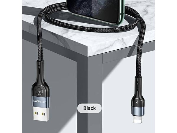 Usams USB-A - Lightning USB-kabel 1 m svart (112223)