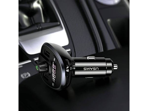 USAMS billaddare C21 med FM-sändare, Bluetooth 5.0, MP3, 2xUSB 3.4A (svart) CC115GC