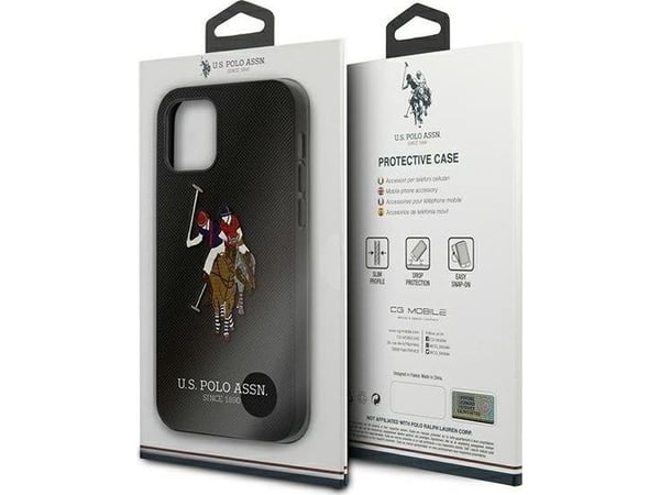 US Polo USHCP12LPUGFLBK iPhone 12 Pro Max 6,7" czarny/black Polo Embroidery Collection