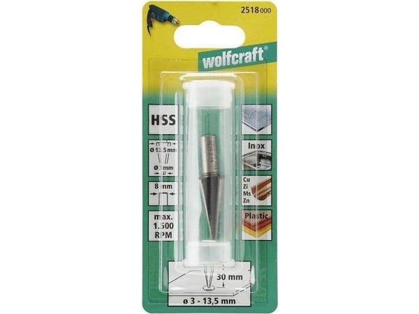 Wolfcraft 2518000 Hulfræser HSS skaft diameter 8 mm