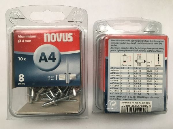 NOVUS nagler A 4 x 8 ALU 70 stk