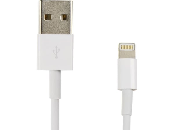 USB-kabel Partner Tele.com USB-A till Lightning 1 m vit