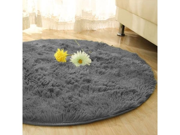 Strado rundt teppe shaggy 90x90 grå Night