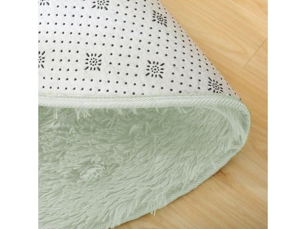 Strado rundt shaggy-teppe 150x150 hvit-lime