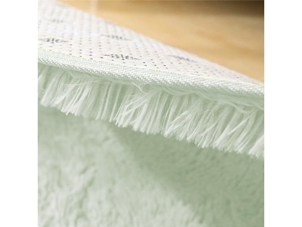 Strado rundt shaggy-teppe 150x150 hvit-lime