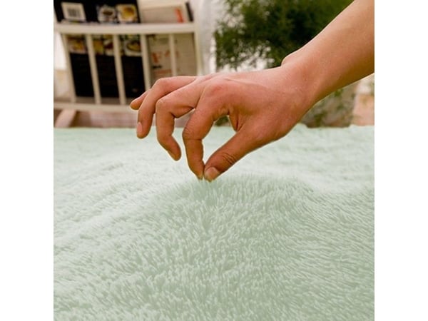 Strado rundt shaggy-teppe 150x150 hvit-lime