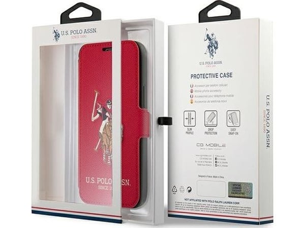 Deksel Us Polo Assn US Polo USFLBKP12MPUGFLRE iPhone 12/12 Pro 6.1" Rød/Rød bok Polo Broderi Collection
