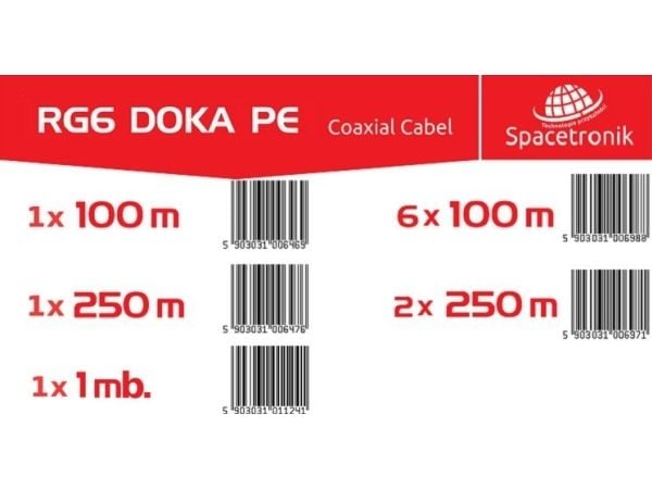 Varle Spacetronik RG6 antennekabel Spacetronik DOKA PE 4K Trishield 250