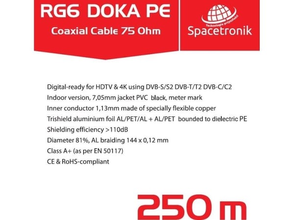 Varle Spacetronik RG6 antennekabel Spacetronik DOKA PE 4K Trishield 250