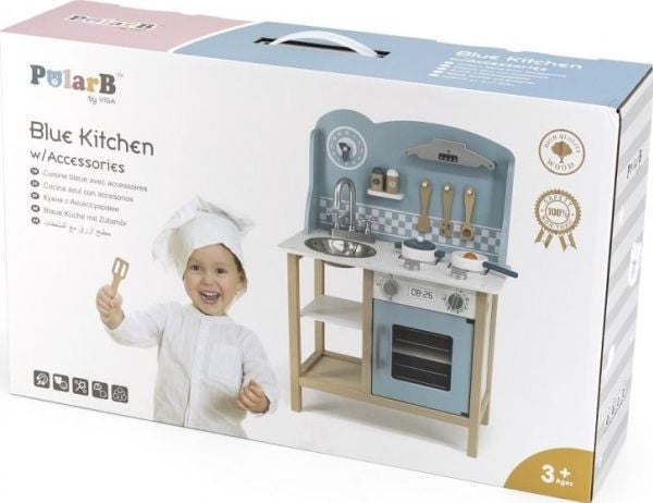 Viga Toys kjøkken med tilbehør sølvblå
