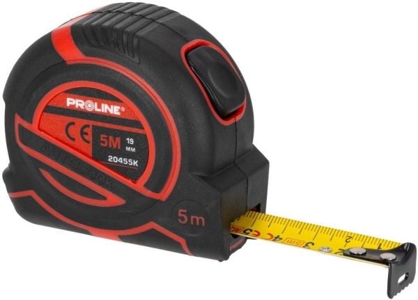 Pro-Line målebånd 5m/19mm matt. justerbar klips m. kort