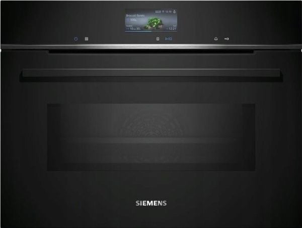 Siemens iQ700 CM724G1B1 - Kombinasjonsovn - innebygd - Wi-Fi - fordypning - bredde: 56 cm - dybde: 55 cm - høyde: 45 cm - med selvrens - svart