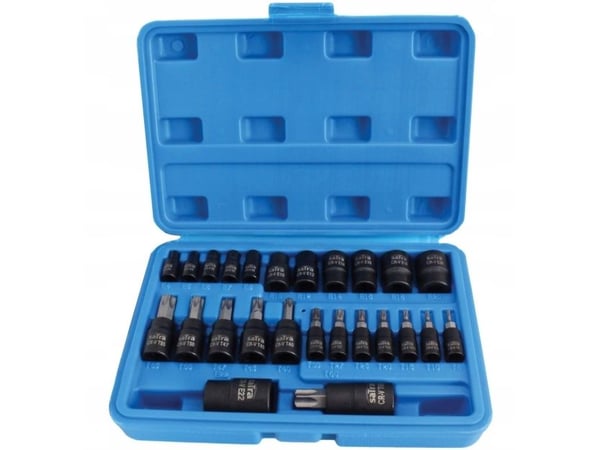 SATRA pipenøkkelsett Torx/E 1/4"3/8"1/2" 25 deler