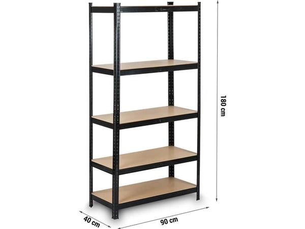 Metaline oppbevaringshylle 180 x 90 x 40 cm Humberg HR-813 sort