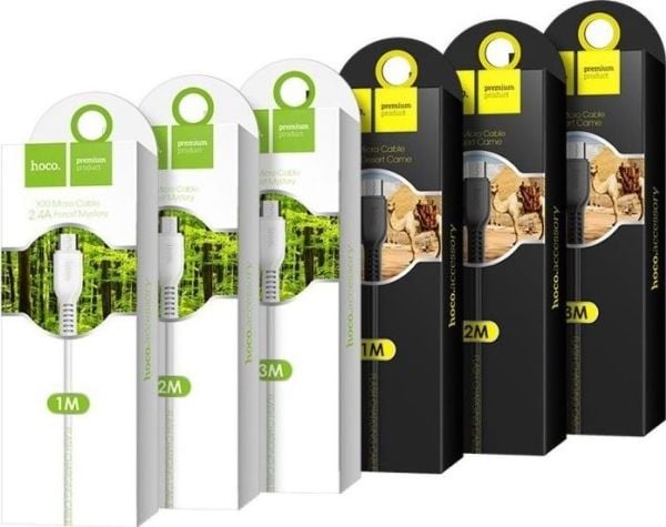 USB-kabel Hoco USB-A til USB-C 3 m hvit (6957531068976)