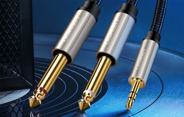Ugreen 10613, 2 x 6.35mm, Hankjønn, 3.5mm, Hankjønn, 1 m, Svart