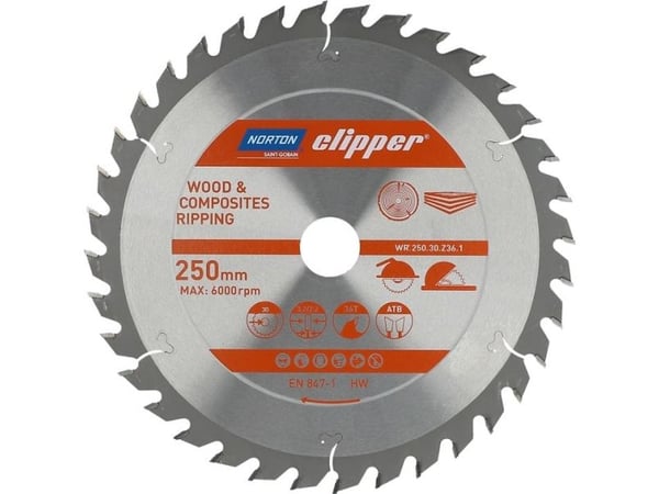 NORTON sirkelsagblad 250 mm x 30 mm x 36z tre og kompositter ATB (3,2 / 2,2)