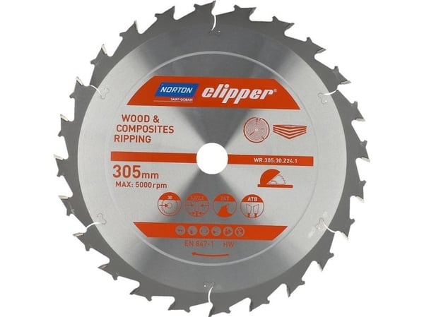 NORTON sirkelsagblad 305mm x 30mm x 24 tenner for tre og kompositter ATB (3,2 / 2,2)