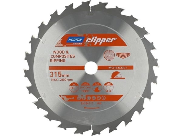 Norton Clipper NORTON SIRKULSAG 315mm x 30mm x 24z TRE OG KOMPOSITTER ATB (3.2 / 2.2) N70184608073
