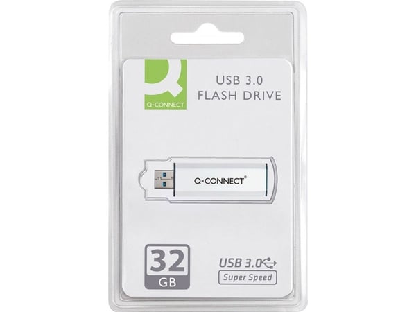 Q-CONNECT KF16370, 32 GB, USB A-tyyppi, 3.2 Gen 1 (3.1 Gen 1), Liuku, Musta, Valkoinen
